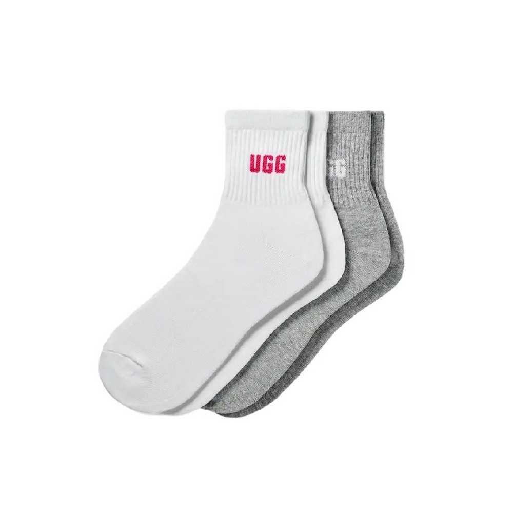 UGG QUINLIN LOGO QUARTER 2 PACK 1171623 ΚΑΛΤΣΑ ΜΕΣΑΙΑ ΓΥΝΑΙΚΕΙΑ WHITE/GREY