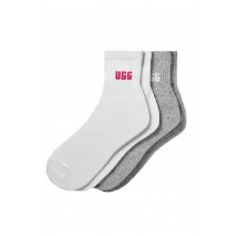 UGG QUINLIN LOGO QUARTER 2 PACK 1171623 ΚΑΛΤΣΑ ΜΕΣΑΙΑ ΓΥΝΑΙΚΕΙΑ WHITE/GREY