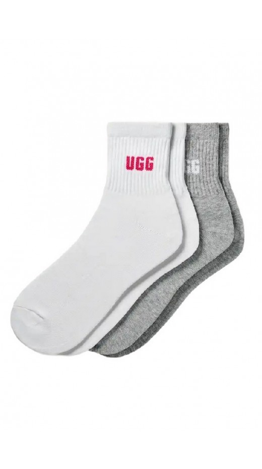 UGG QUINLIN LOGO QUARTER 2 PACK 1171623 ΚΑΛΤΣΑ ΜΕΣΑΙΑ ΓΥΝΑΙΚΕΙΑ WHITE/GREY