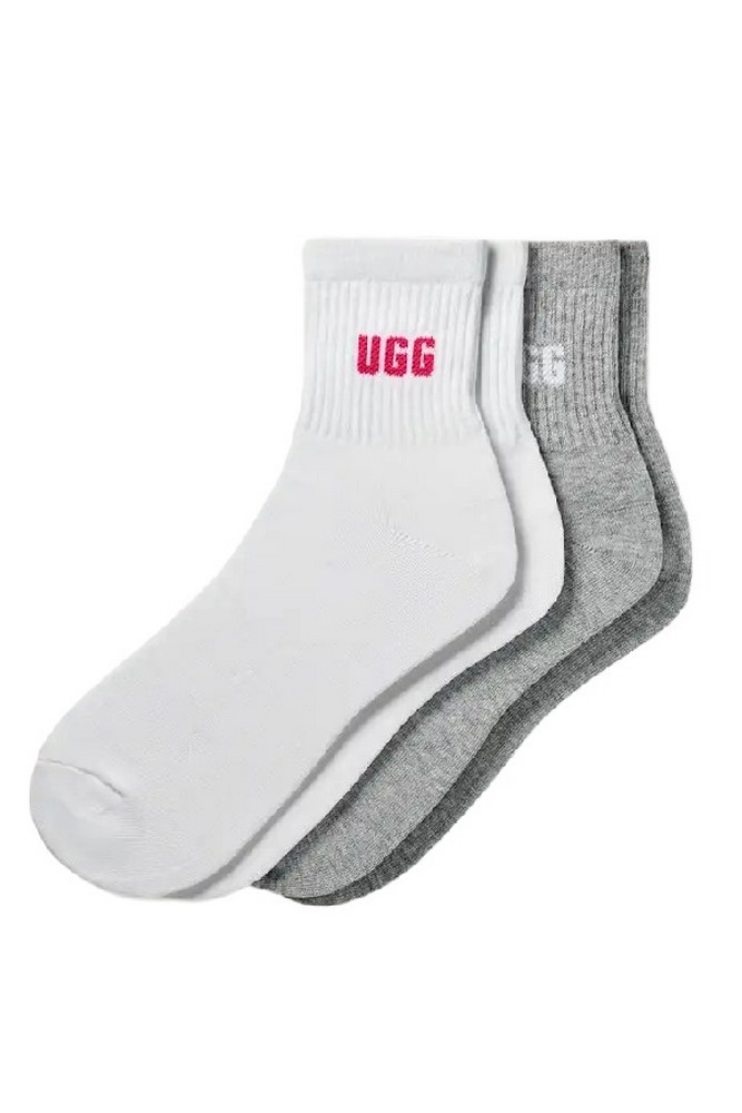 UGG QUINLIN LOGO QUARTER 2 PACK 1171623 ΚΑΛΤΣΑ ΜΕΣΑΙΑ ΓΥΝΑΙΚΕΙΑ WHITE/GREY