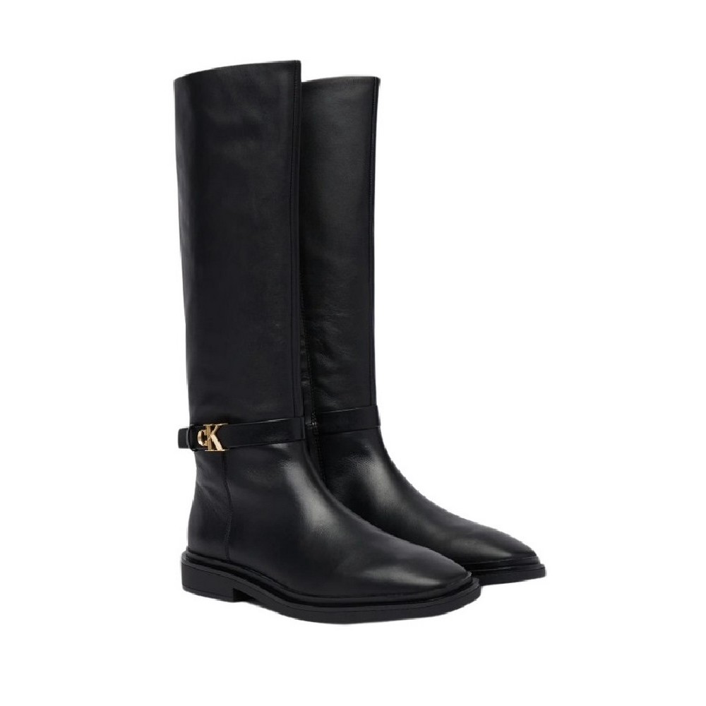 CALVIN KLEIN SQUARE HIGH BOOT LTH MG HDW ΜΠΟΤΑ ΓΥΝΑΙΚΕΙΑ BLACK