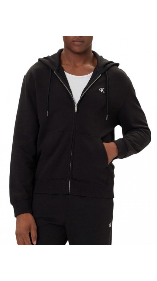 CALVIN KLEIN JEANS LS EU 350TERRY MONOGRAM FZ HOODIE ΖΑΚΕΤΑ ΦΟΥΤΕΡ ΑΝΔΡΙΚΗ BLACK
