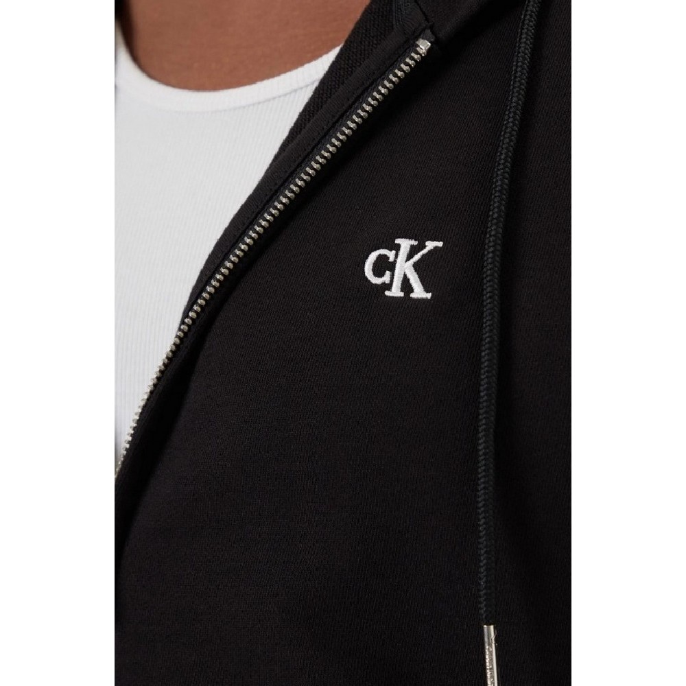 CALVIN KLEIN JEANS LS EU 350TERRY MONOGRAM FZ HOODIE ΖΑΚΕΤΑ ΦΟΥΤΕΡ ΑΝΔΡΙΚΗ BLACK