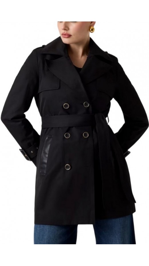 GUESS JULIANE TRENCH DOUBLE COLLAR ΚΑΠΑΡΝΤΙΝΑ ΓΥΝΑΙΚΕΙΑ BLACK