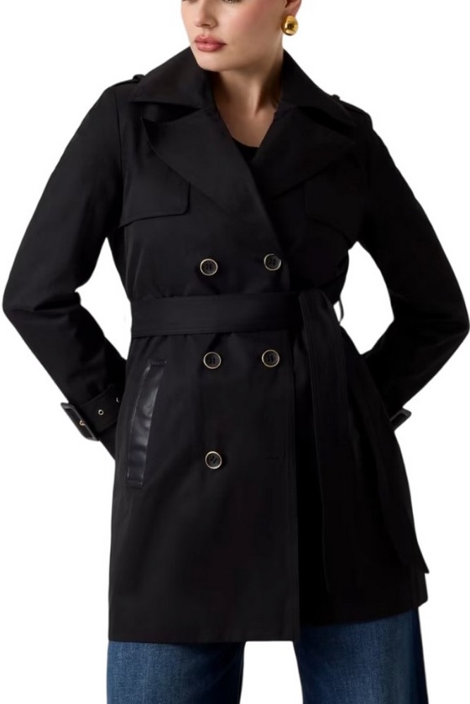 GUESS JULIANE TRENCH DOUBLE COLLAR ΚΑΠΑΡΝΤΙΝΑ ΓΥΝΑΙΚΕΙΑ BLACK