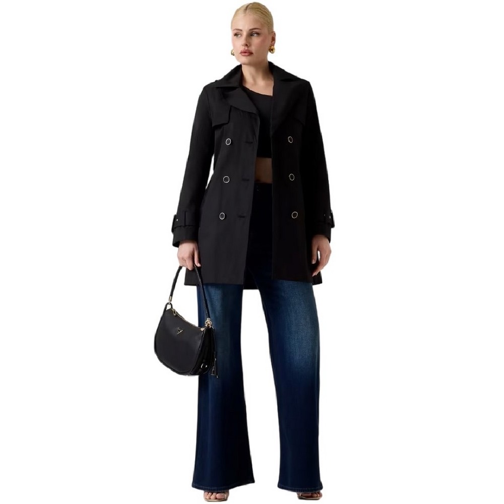 GUESS JULIANE TRENCH DOUBLE COLLAR ΚΑΠΑΡΝΤΙΝΑ ΓΥΝΑΙΚΕΙΑ BLACK