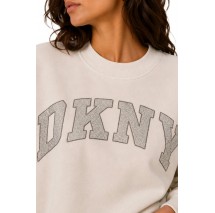 DKNY RHINESTONE LOGO SWEATSHIRT ΜΠΛΟΥΖΑ ΦΟΥΤΕΡ ΓΥΝΑΙΚΕΙΑ OFF WHITE