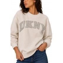 DKNY RHINESTONE LOGO SWEATSHIRT ΜΠΛΟΥΖΑ ΦΟΥΤΕΡ ΓΥΝΑΙΚΕΙΑ OFF WHITE