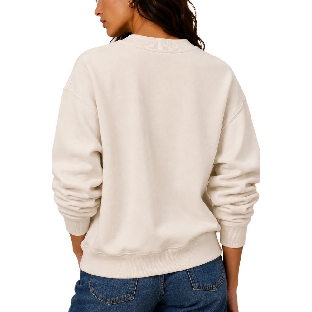 DKNY RHINESTONE LOGO SWEATSHIRT ΜΠΛΟΥΖΑ ΦΟΥΤΕΡ ΓΥΝΑΙΚΕΙΑ OFF WHITE
