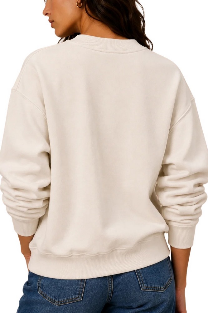 DKNY RHINESTONE LOGO SWEATSHIRT ΜΠΛΟΥΖΑ ΦΟΥΤΕΡ ΓΥΝΑΙΚΕΙΑ OFF WHITE