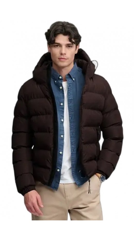 SUPERDRY HOODED SPORTS PUFFER JACKET ΜΠΟΥΦΑΝ ΑΝΔΡΙΚΟ BROWN