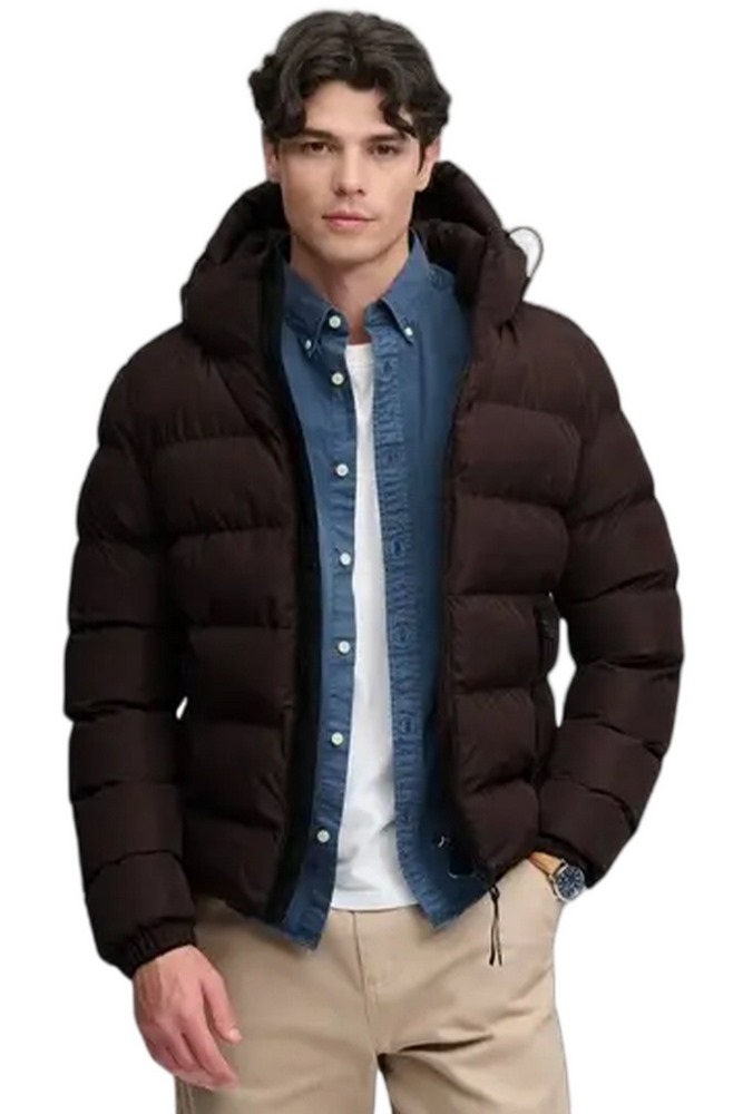 SUPERDRY HOODED SPORTS PUFFER JACKET ΜΠΟΥΦΑΝ ΑΝΔΡΙΚΟ BROWN