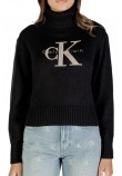 CALVIN KLEIN JEANS CHENILLE MONOLOGO SWEATER ΜΠΛΟΥΖΑ ΠΛΕΚΤΗ ΓΥΝΑΙΚΕΙΑ BLACK