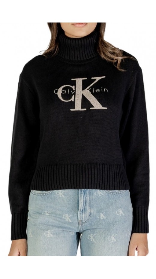 CALVIN KLEIN JEANS CHENILLE MONOLOGO SWEATER ΜΠΛΟΥΖΑ ΠΛΕΚΤΗ ΓΥΝΑΙΚΕΙΑ BLACK