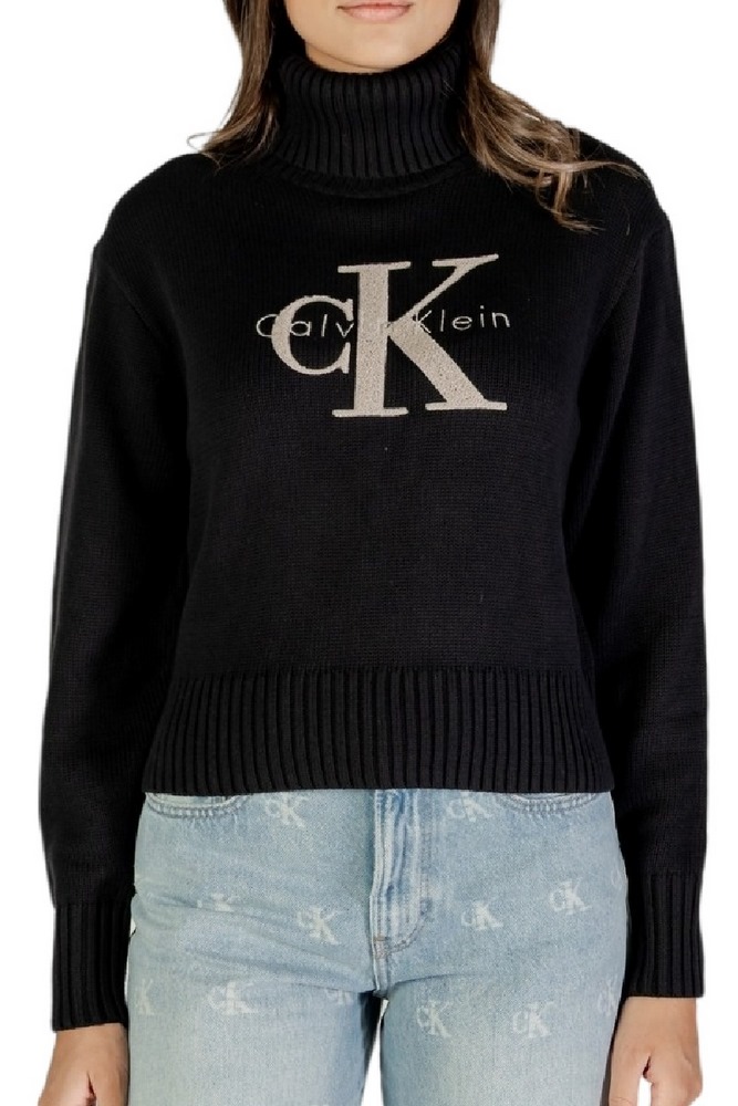 CALVIN KLEIN JEANS CHENILLE MONOLOGO SWEATER ΜΠΛΟΥΖΑ ΠΛΕΚΤΗ ΓΥΝΑΙΚΕΙΑ BLACK