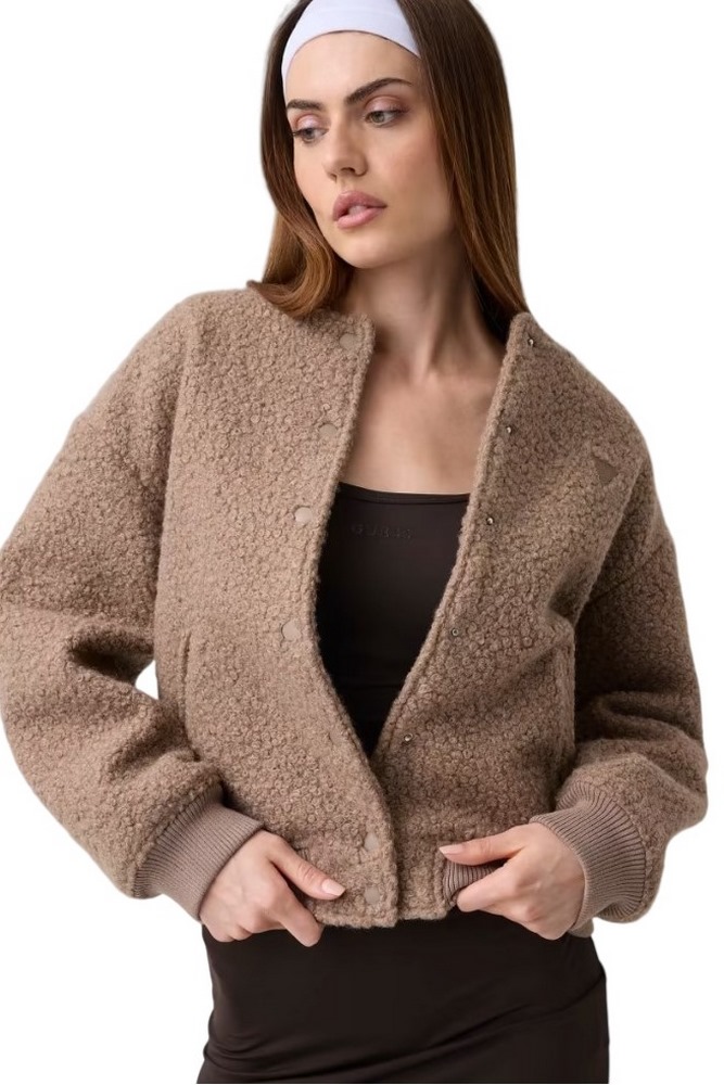 GUESS AZHA SHERPA BOMBER ΜΠΟΥΦΑΝ ΓΥΝΑΙΚΕΙΟ MOCHA