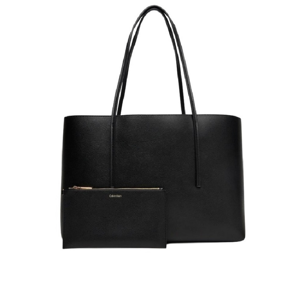 CALVIN KLEIN FOIL LOGO TOTE W/POUCH ΤΣΑΝΤΑ ΓΥΝΑΙΚΕΙΑ BLACK