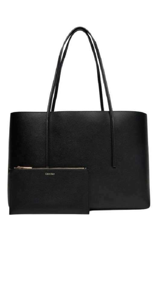 CALVIN KLEIN FOIL LOGO TOTE W/POUCH ΤΣΑΝΤΑ ΓΥΝΑΙΚΕΙΑ BLACK