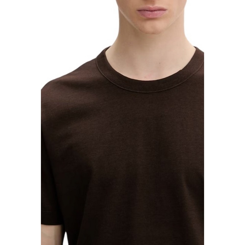 CALVIN KLEIN EZ LINEN BLEND CREWNK T-SHIRT ΜΠΛΟΥΖΑ ΑΝΔΡΙΚΗ DARK BROWN