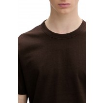 CALVIN KLEIN EZ LINEN BLEND CREWNK T-SHIRT ΜΠΛΟΥΖΑ ΑΝΔΡΙΚΗ DARK BROWN