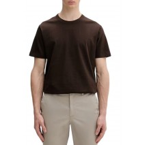 CALVIN KLEIN EZ LINEN BLEND CREWNK T-SHIRT ΜΠΛΟΥΖΑ ΑΝΔΡΙΚΗ DARK BROWN
