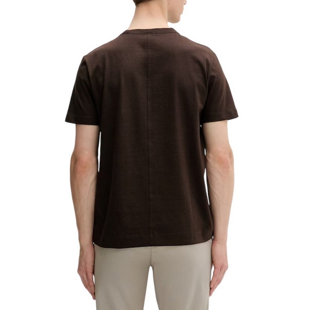 CALVIN KLEIN EZ LINEN BLEND CREWNK T-SHIRT ΜΠΛΟΥΖΑ ΑΝΔΡΙΚΗ DARK BROWN