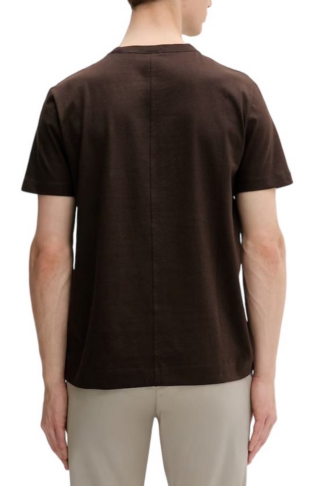 CALVIN KLEIN EZ LINEN BLEND CREWNK T-SHIRT ΜΠΛΟΥΖΑ ΑΝΔΡΙΚΗ DARK BROWN