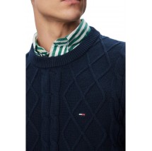 TOMMY JEANS REG CLASSIC FLAG CABLE SWTR ΠΛΕΚΤΗ ΜΠΛΟΥΖΑ ΑΝΔΡΙΚΗ NAVY