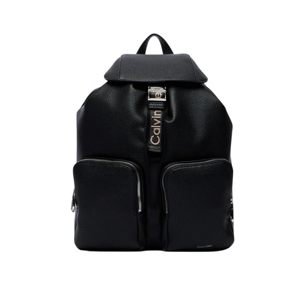 CALVIN KLEIN WEBBING STRAP FLAP BACKPACK ΤΣΑΝΤΑ ΓΥΝΑΙΚΕΙΑ BLACK