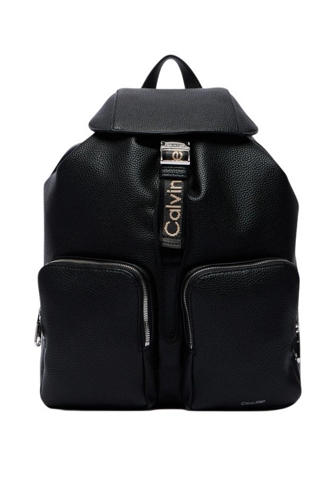CALVIN KLEIN WEBBING STRAP FLAP BACKPACK ΤΣΑΝΤΑ ΓΥΝΑΙΚΕΙΑ BLACK