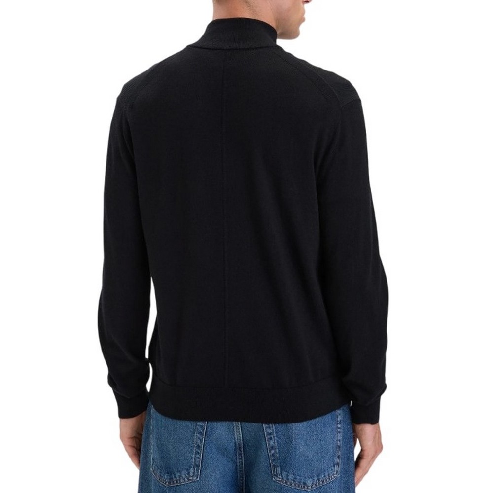 CALVIN KLEIN 100% MERINO FULL ZIP 14GG ΖΑΚΕΤΑ ΠΛΕΚΤΗ ΑΝΔΡΙΚΗ BLACK