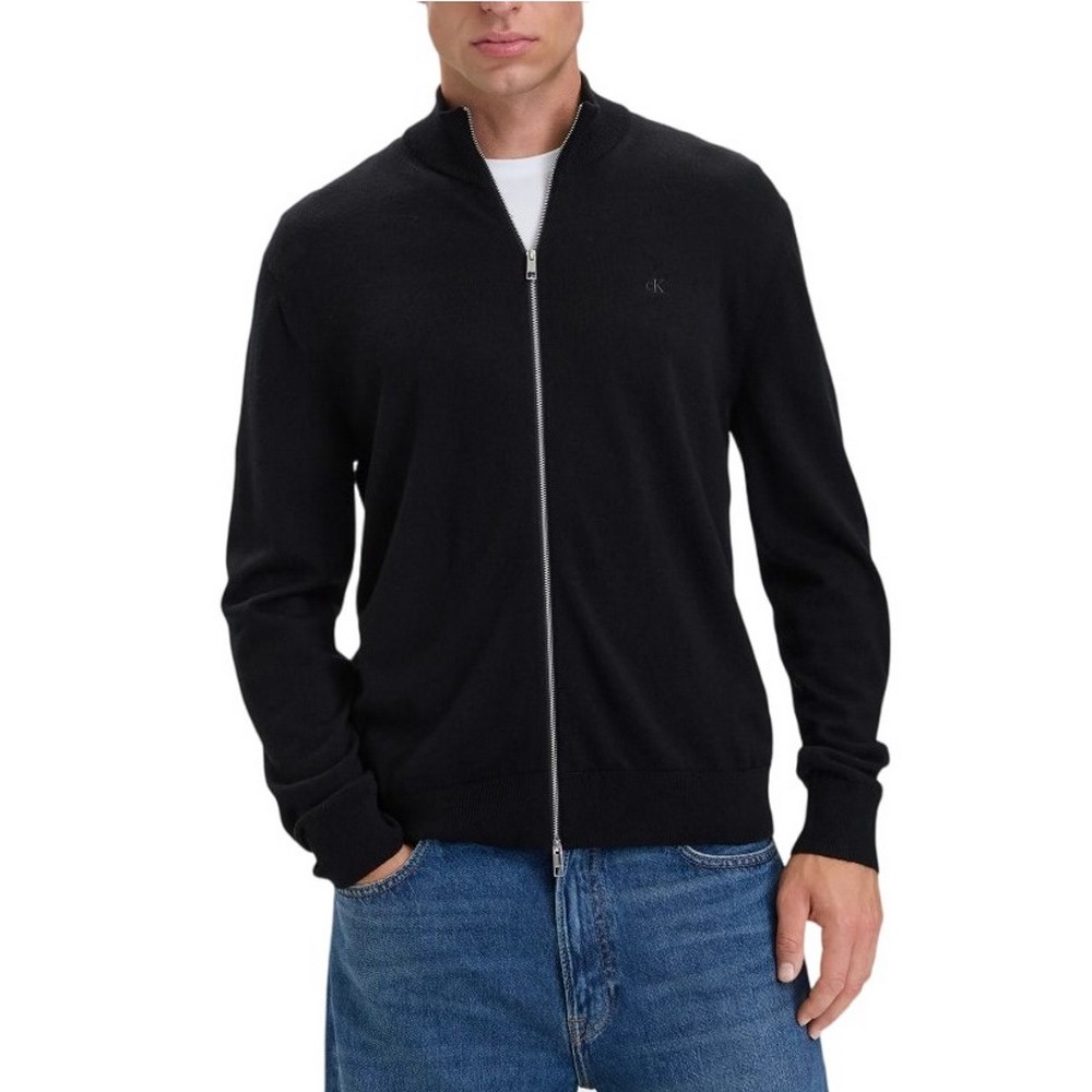 CALVIN KLEIN 100% MERINO FULL ZIP 14GG ΖΑΚΕΤΑ ΠΛΕΚΤΗ ΑΝΔΡΙΚΗ BLACK