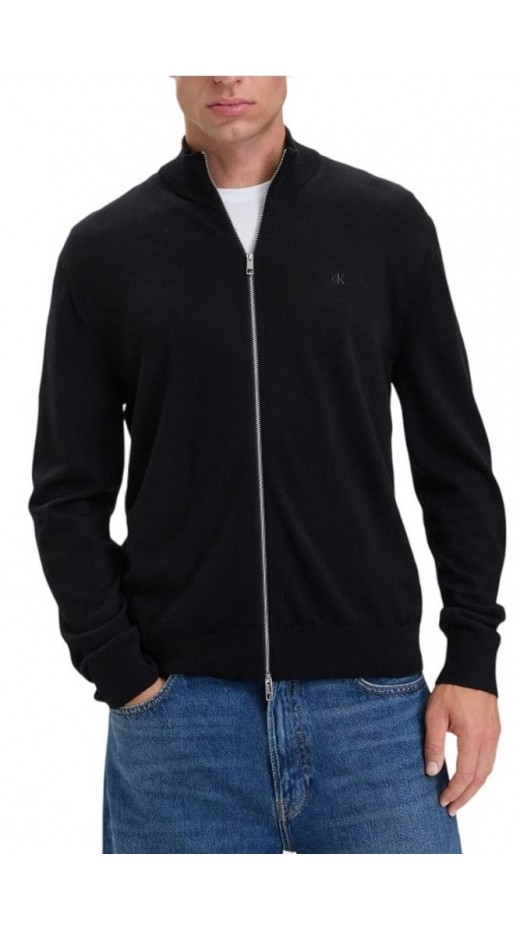 CALVIN KLEIN 100% MERINO FULL ZIP 14GG ΖΑΚΕΤΑ ΠΛΕΚΤΗ ΑΝΔΡΙΚΗ BLACK
