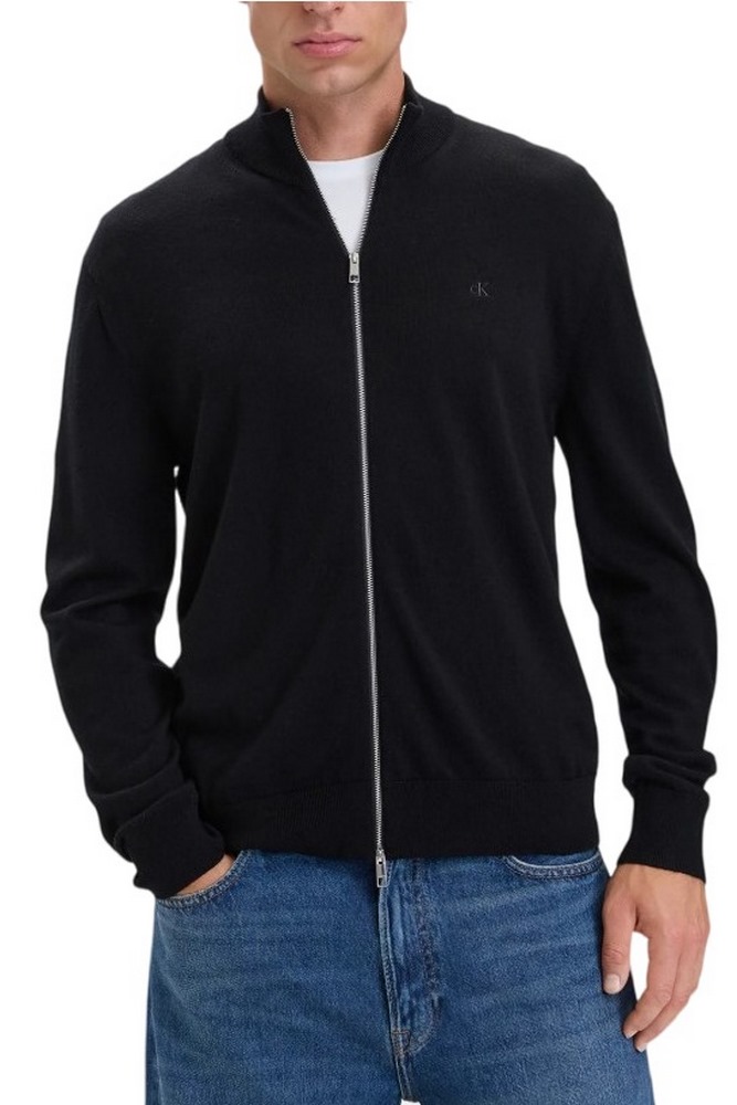CALVIN KLEIN 100% MERINO FULL ZIP 14GG ΖΑΚΕΤΑ ΠΛΕΚΤΗ ΑΝΔΡΙΚΗ BLACK