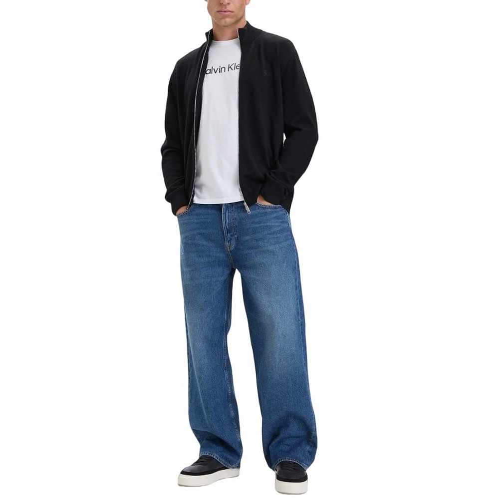 CALVIN KLEIN 100% MERINO FULL ZIP 14GG ΖΑΚΕΤΑ ΠΛΕΚΤΗ ΑΝΔΡΙΚΗ BLACK