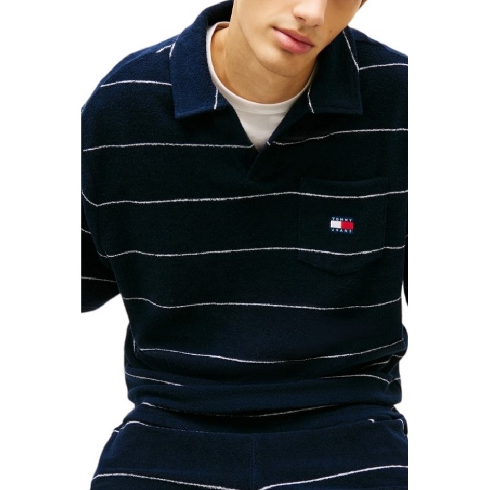 TOMMY JEANS 90S TOWELING POLO T-SHIRT ΜΠΛΟΥΖΑ ΑΝΔΡΙΚΗ NAVY
