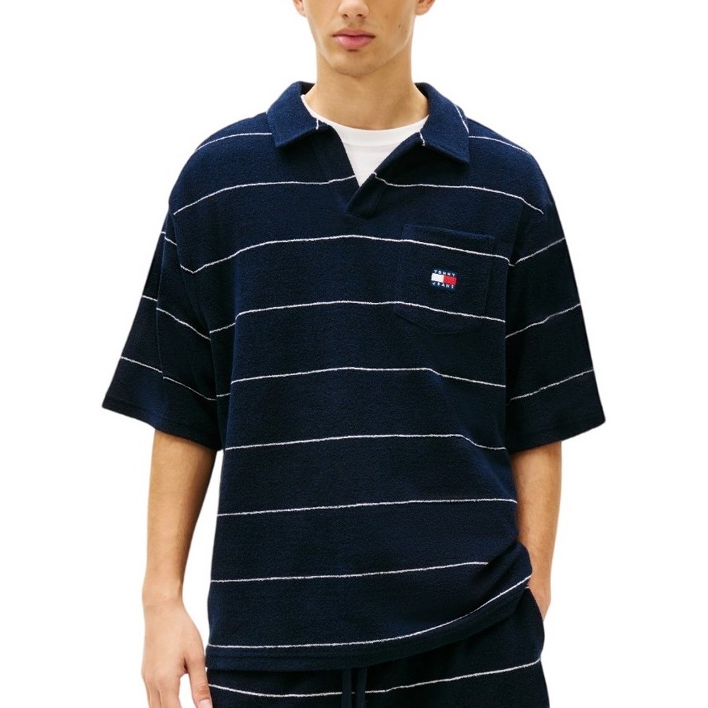TOMMY JEANS 90S TOWELING POLO T-SHIRT ΜΠΛΟΥΖΑ ΑΝΔΡΙΚΗ NAVY