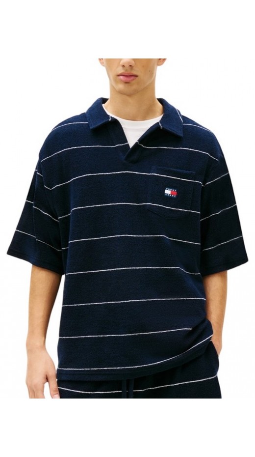 TOMMY JEANS 90S TOWELING POLO T-SHIRT ΜΠΛΟΥΖΑ ΑΝΔΡΙΚΗ NAVY
