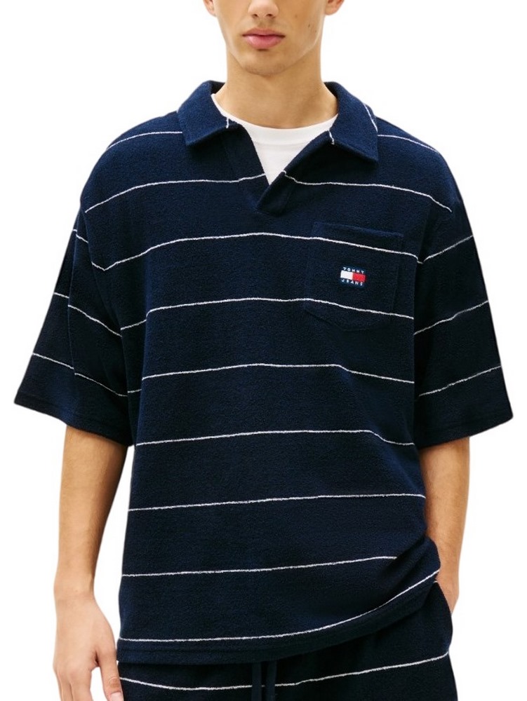 TOMMY JEANS 90S TOWELING POLO T-SHIRT ΜΠΛΟΥΖΑ ΑΝΔΡΙΚΗ NAVY