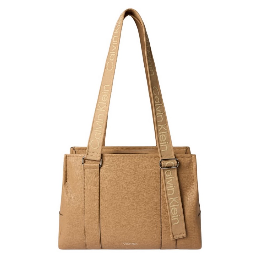 CALVIN KLEIN WEBBING ADJ STRAP TOTE ΤΣΑΝΤΑ ΓΥΝΑΙΚΕΙΑ BEIGE