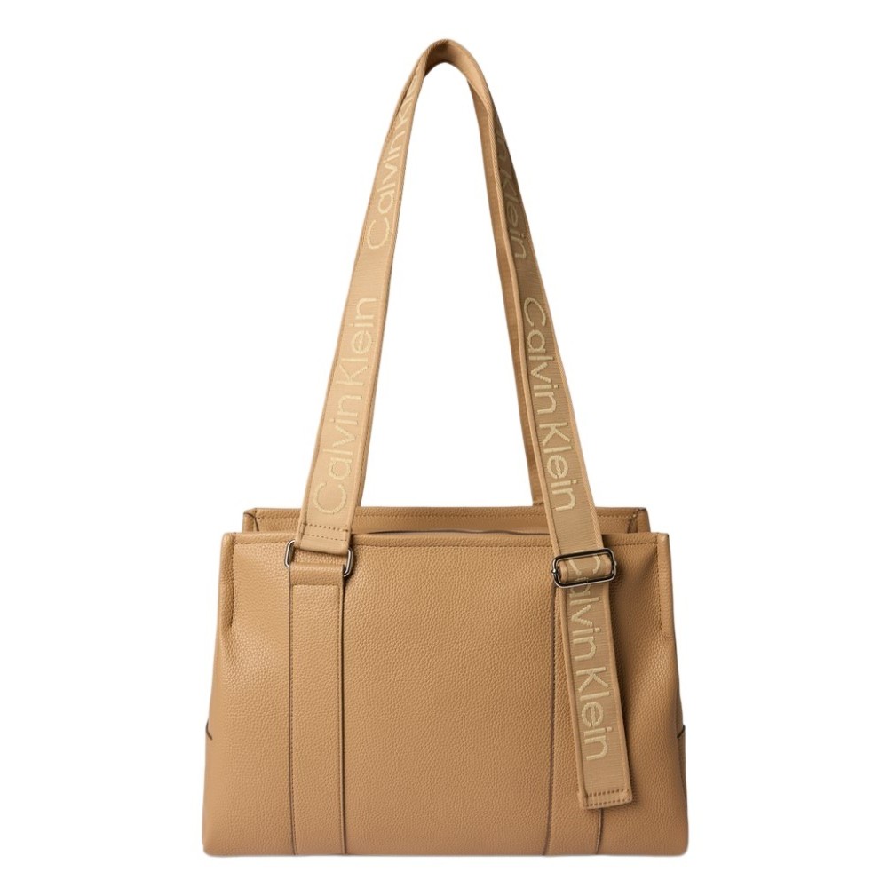 CALVIN KLEIN WEBBING ADJ STRAP TOTE ΤΣΑΝΤΑ ΓΥΝΑΙΚΕΙΑ BEIGE