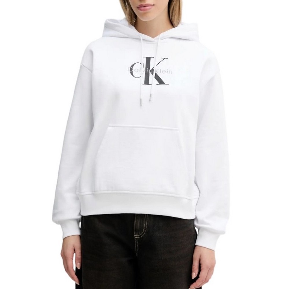 CALVIN KLEIN JEANS MONOLOGO FRENCH TERRY PO HOOD ΦΟΥΤΕΡ ΜΠΛΟΥΖΑ ΓΥΝΑΙΚΕΙΑ BRIGHT WHITE