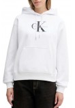 CALVIN KLEIN JEANS MONOLOGO FRENCH TERRY PO HOOD ΦΟΥΤΕΡ ΜΠΛΟΥΖΑ ΓΥΝΑΙΚΕΙΑ BRIGHT WHITE
