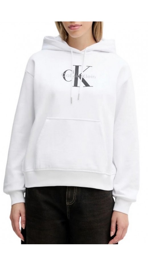 CALVIN KLEIN JEANS MONOLOGO FRENCH TERRY PO HOOD ΦΟΥΤΕΡ ΜΠΛΟΥΖΑ ΓΥΝΑΙΚΕΙΑ BRIGHT WHITE