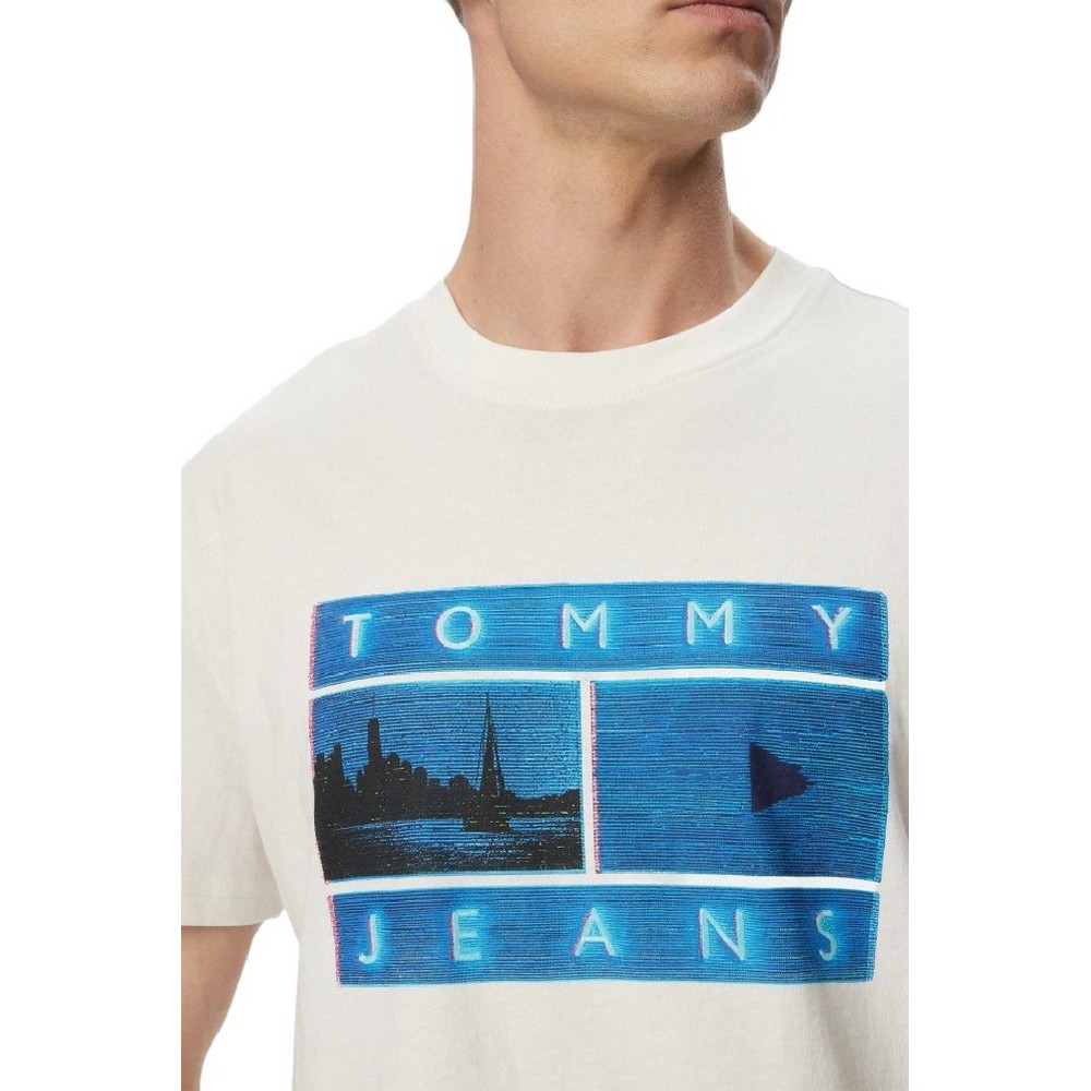 TOMMY JEANS  REG PHOTO FLAG T-SHIRT ΜΠΛΟΥΖΑ ΑΝΔΡΙΚΗ OFF WHITE