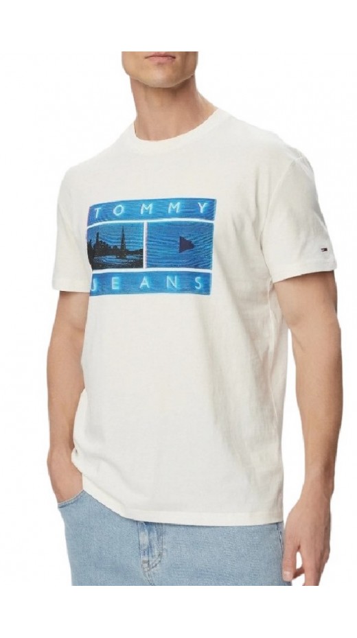 TOMMY JEANS  REG PHOTO FLAG T-SHIRT ΜΠΛΟΥΖΑ ΑΝΔΡΙΚΗ OFF WHITE