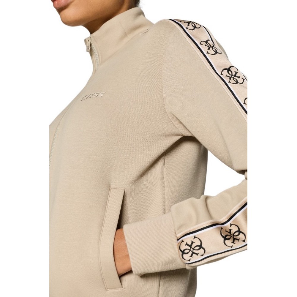 GUESS BRITNEY FULL ZIP SWEATSHIRT ΖΑΚΕΤΑ ΦΟΥΤΕΡ ΓΥΝΑΙΚΕΙΑ BEIGE