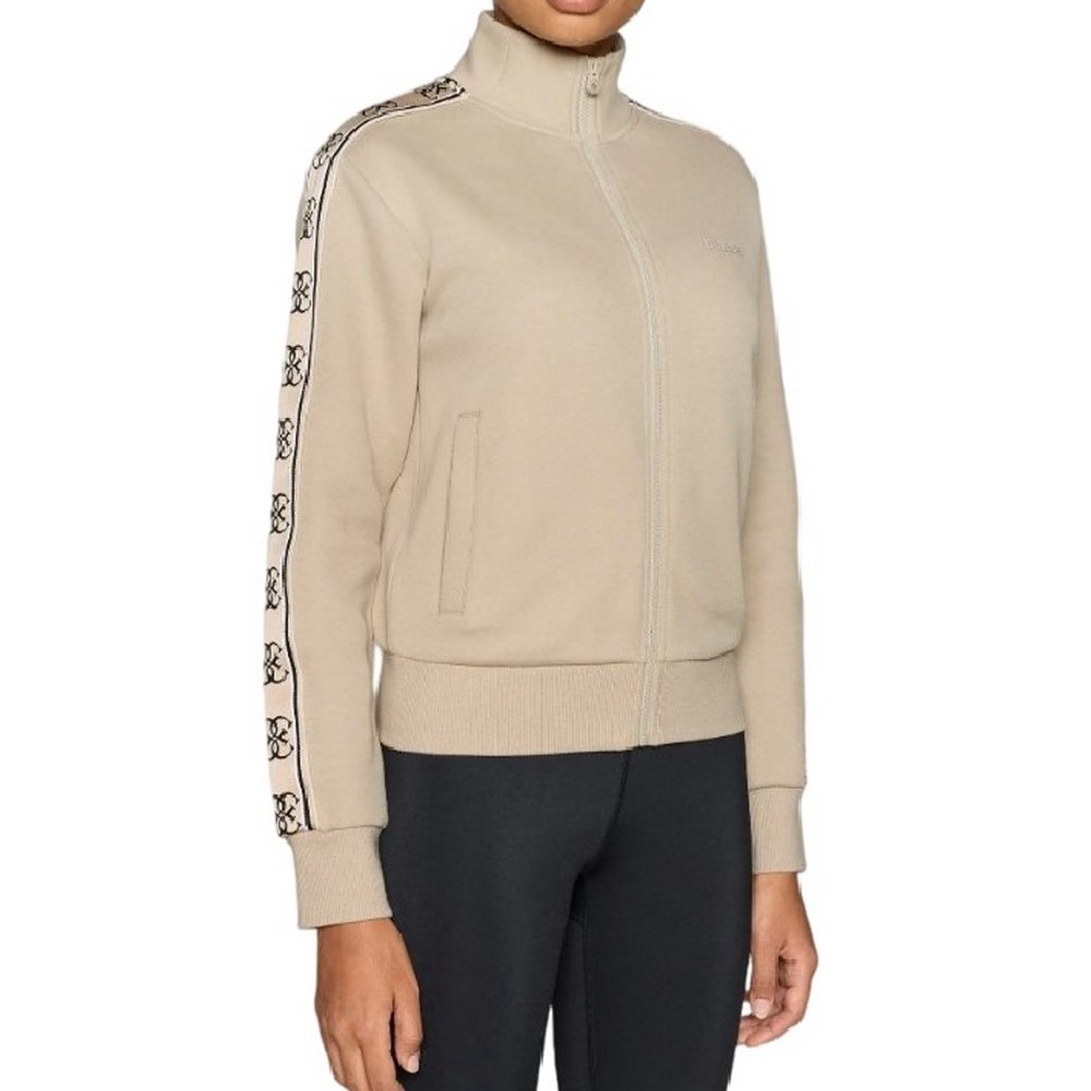 GUESS BRITNEY FULL ZIP SWEATSHIRT ΖΑΚΕΤΑ ΦΟΥΤΕΡ ΓΥΝΑΙΚΕΙΑ BEIGE