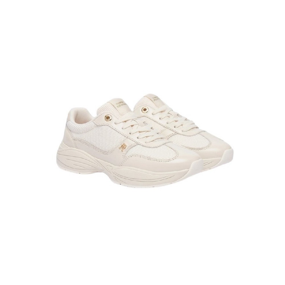 TOMMY HILFIGER MODERN RUNNER SHINY LEATHER ΠΑΠΟΥΤΣΙ ΓΥΝΑΙΚΕΙΟ BEIGE