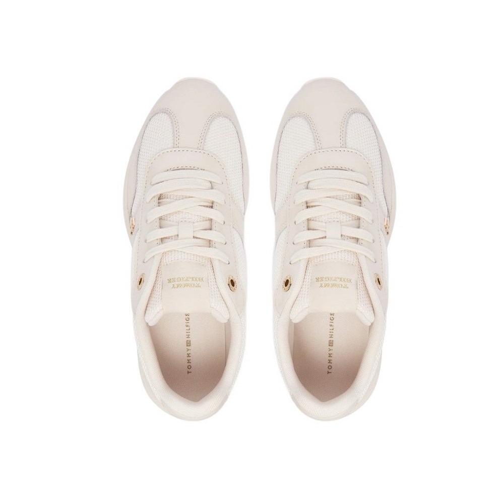 TOMMY HILFIGER MODERN RUNNER SHINY LEATHER ΠΑΠΟΥΤΣΙ ΓΥΝΑΙΚΕΙΟ BEIGE